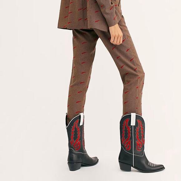 Scotch & Soda Houndstooth Shooting Star Tapered Trousers in "Brown Flock" Sz M - Picture 2 of 14